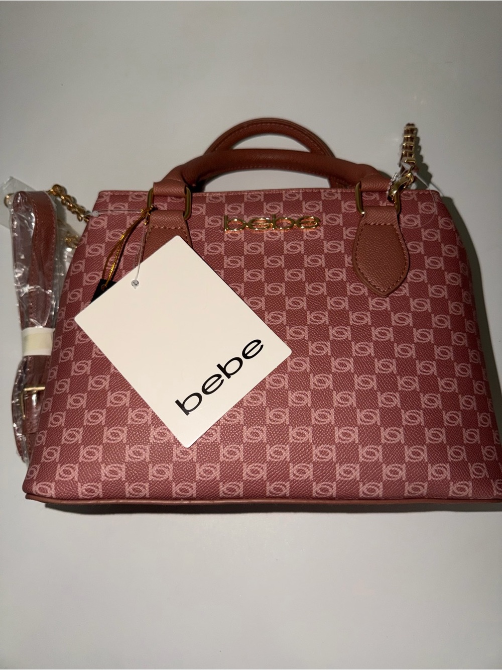 Bebe Dusty Rose Logo Satchel with Gold Hardware casual versatile Y2K NWT